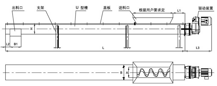 污泥無軸螺旋輸送機圖紙