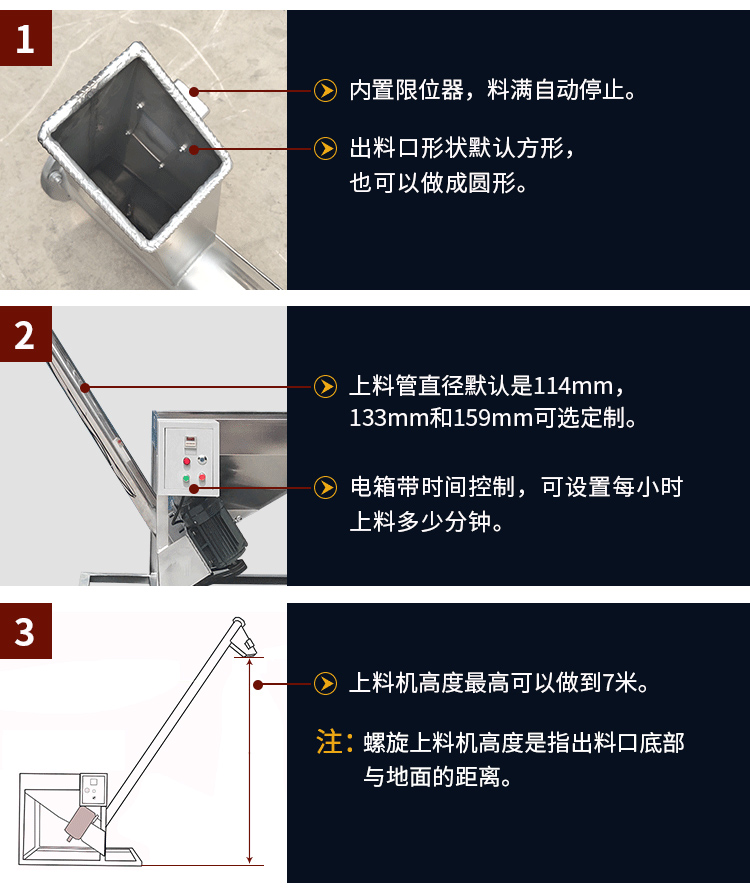 不銹鋼螺旋輸送機自動上料，可定制管徑，高度可做到7米